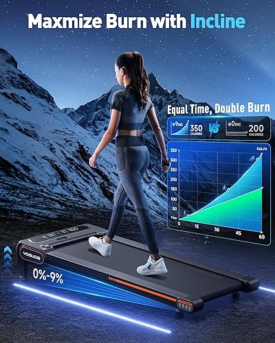Miniatura 2 de YOSUDA Walking Pad with Auto Incline, Under Desk Treadmills with 350LBS Weight Capacity, 3-Slope Incline and Large LED Display