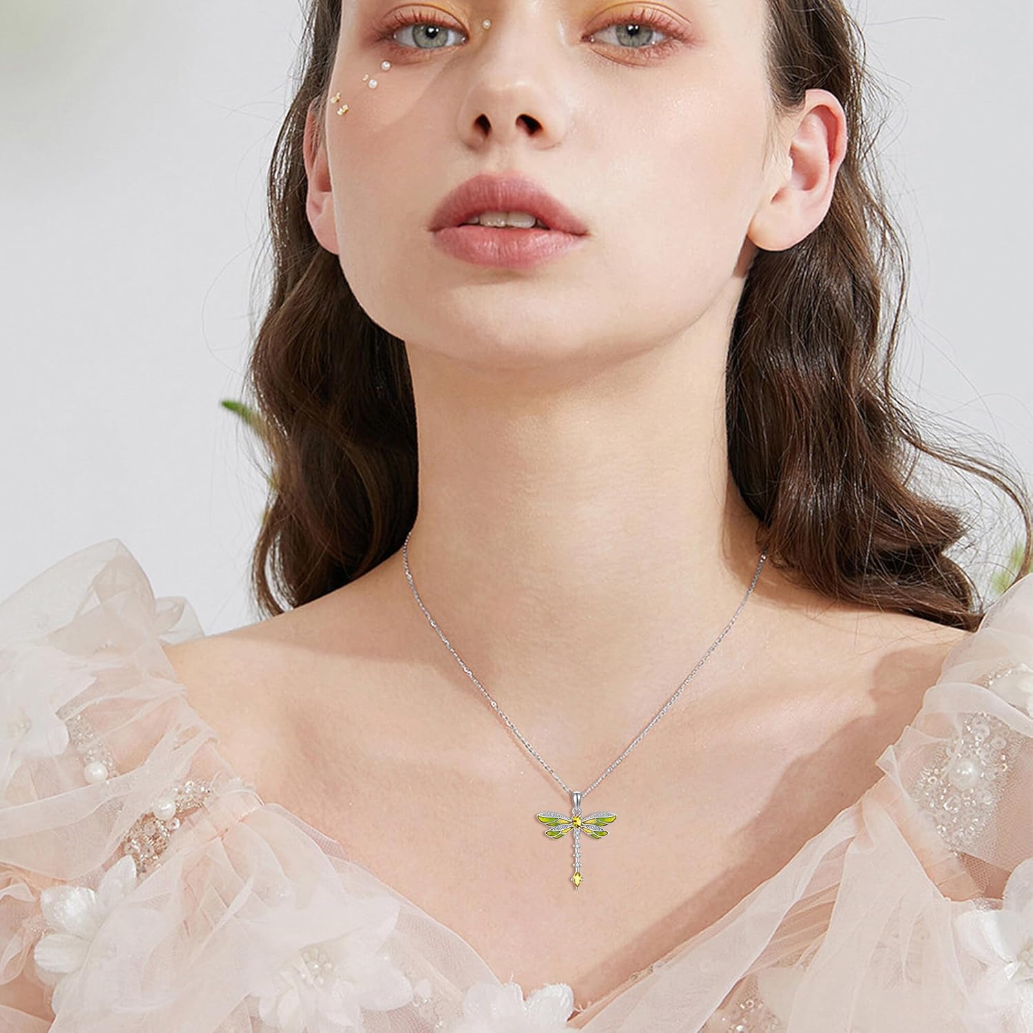 YAFEINI Dragonfly Necklace 925 Sterling Silver Blue/Pink/Yellow/Purple/Green Zircon Dragonfly Pendant Necklace Vintage Bohemian Dragonflies Jewelry Gifts for Women - Image 5