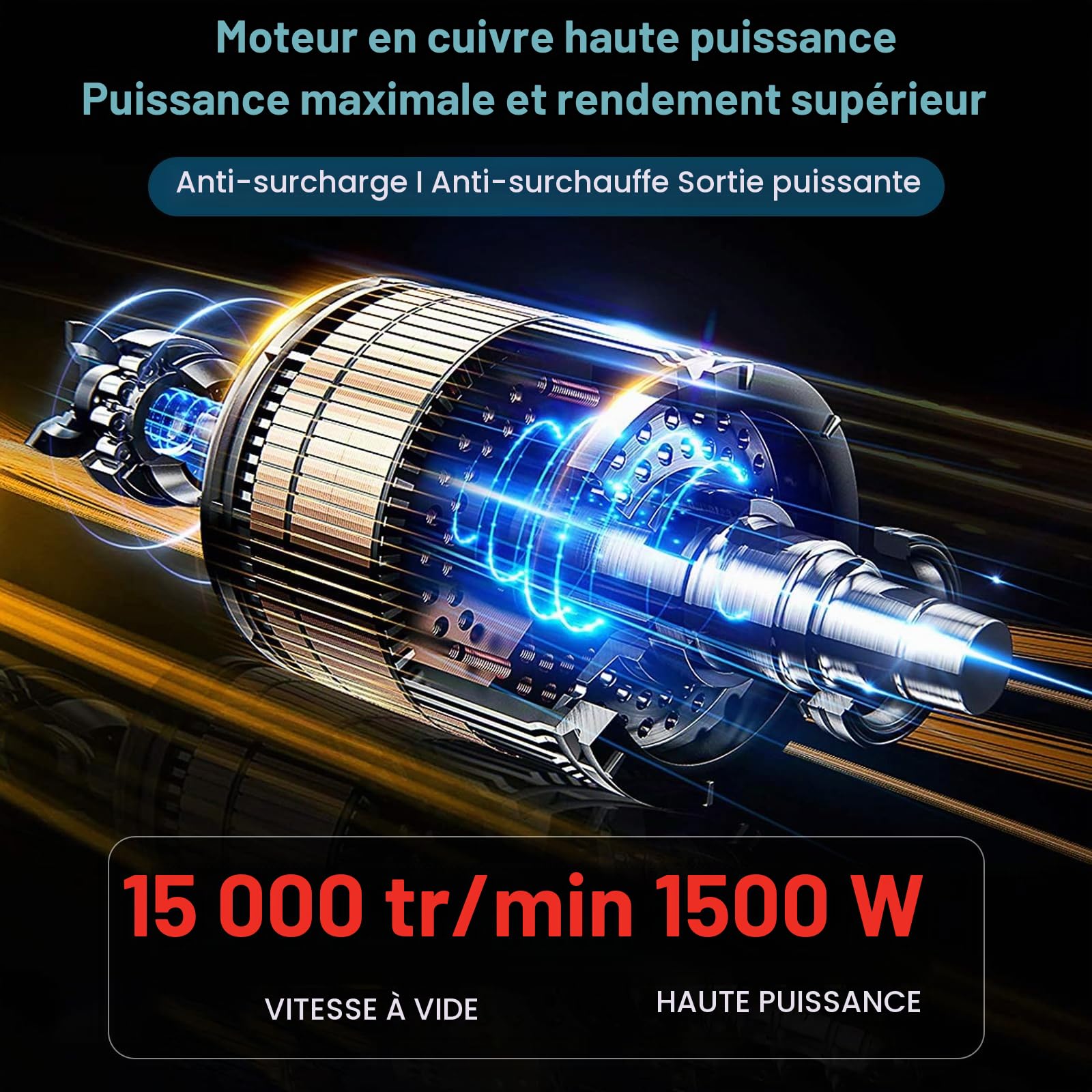 Disqueuse sans Fil avec Batterie, 21V 1500W Ø125mm 15000tr/min, Mini Meuleuse d'Angle sans Balais avec Chargeur, 50mm Profondeur de Coupe pour Couper Polir Poncer