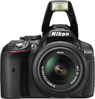 Nikon D5300 Digital SLR Camera with 18-55mm VR Lens Kit - Black (24.2 MP) 3.2 inch LCD with Wi-Fi and GPS (Renewed)