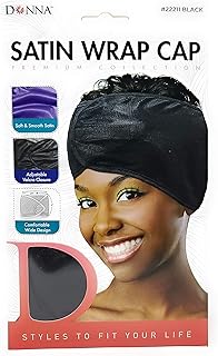 Donna Collection Premium Satin Wrap Cap, Black