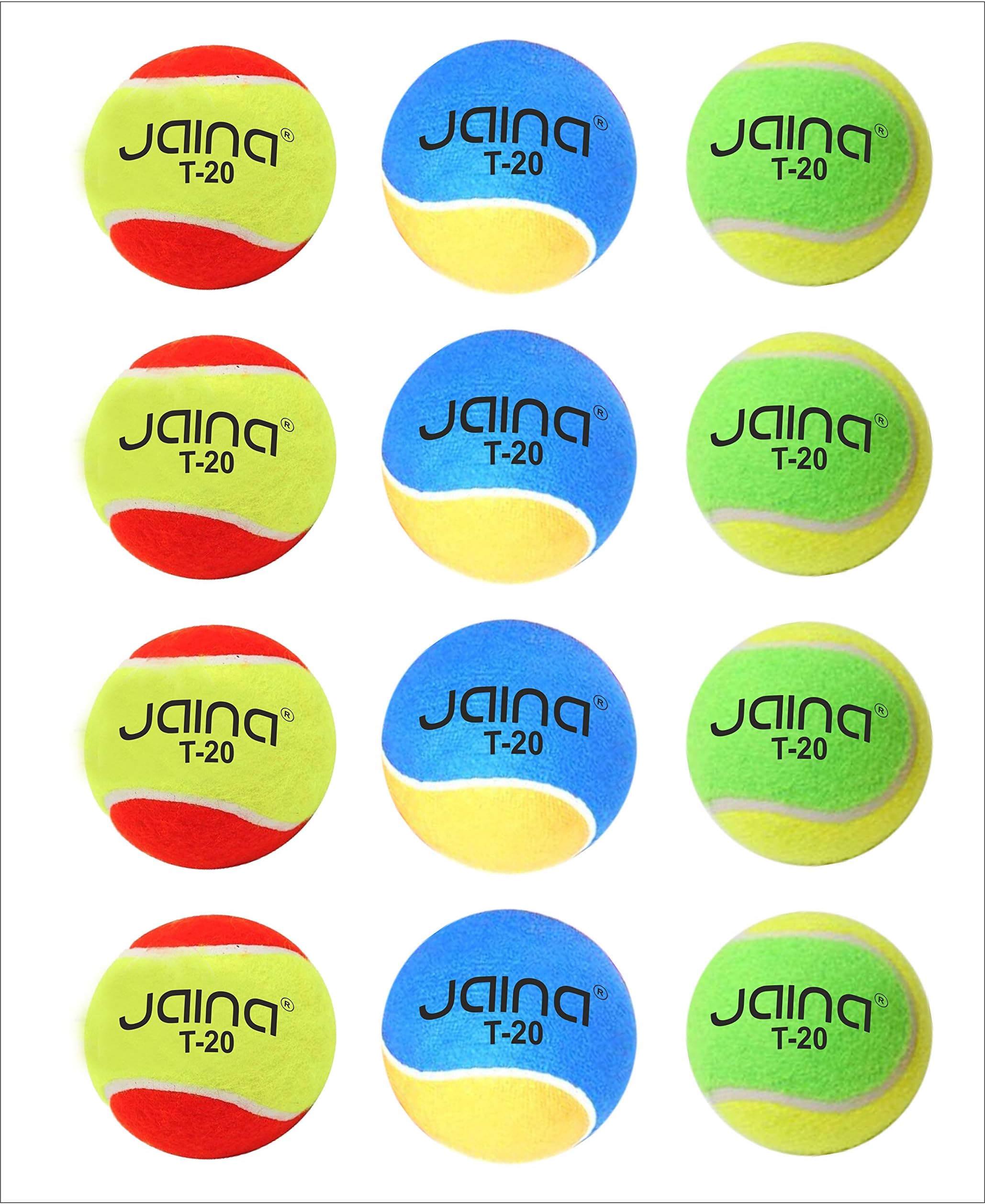 JAINA Rubber Tennis Ball, Size Standard (Multicolour)