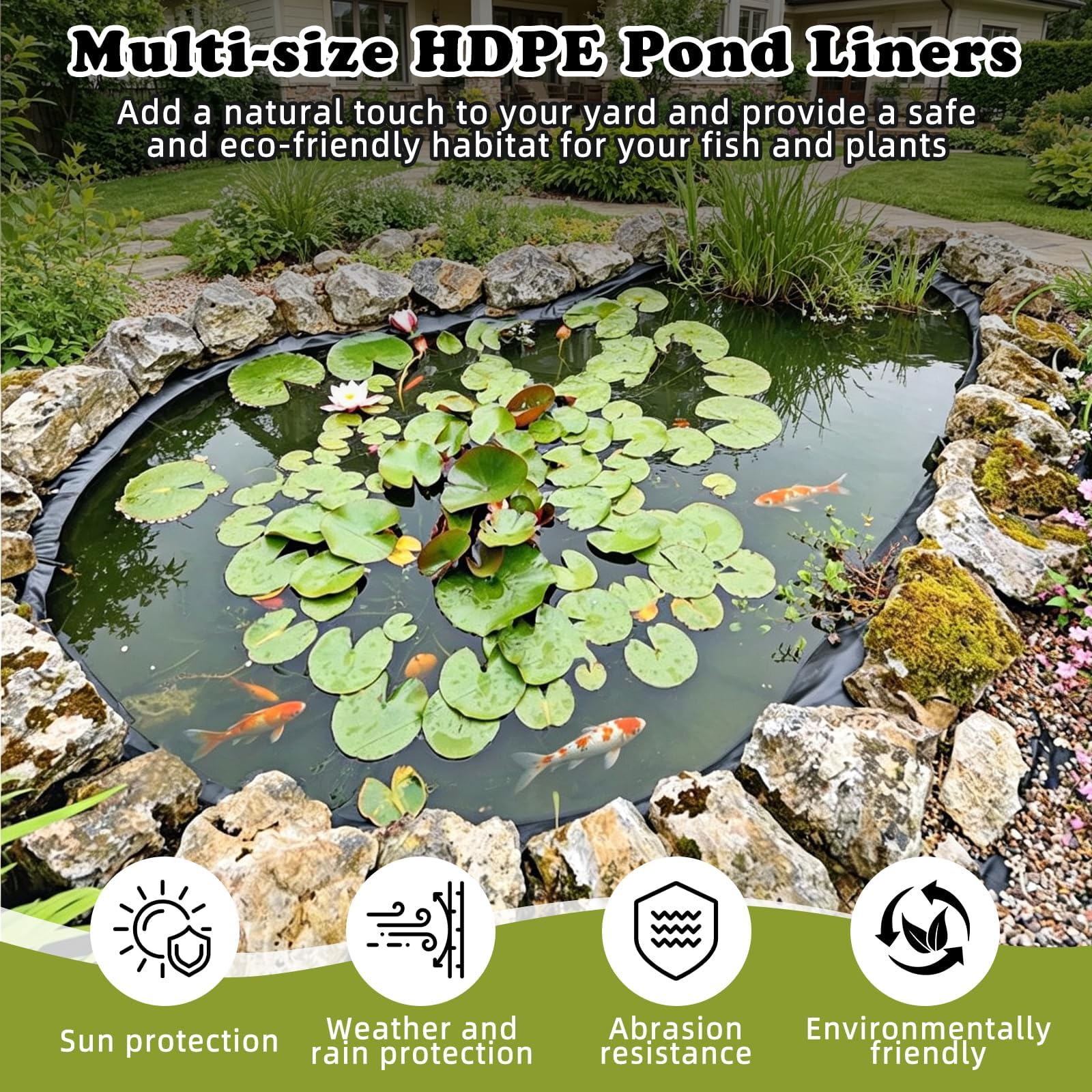Pond Liner, Revestimiento para Estanques, Lámina Flexible para estanques