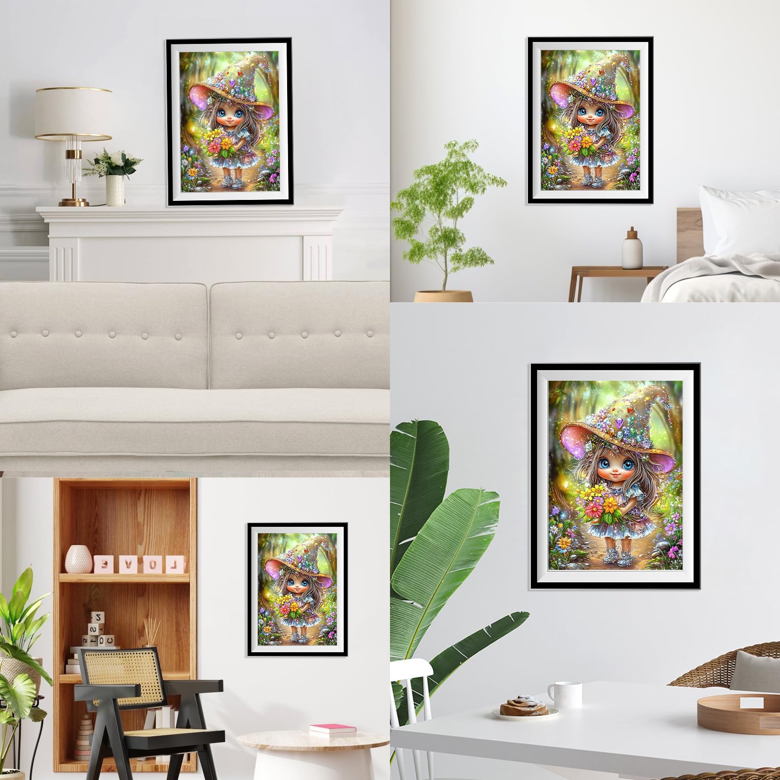 NEWENMO 5D Cute Elf Diamond Painting Kits for Adults,Flower Diamond Art Kits,DIY Cartoon Full Drill Gem Art Kits for Adults Beginners,for Living Room Decoration-30x40cm - Image 3