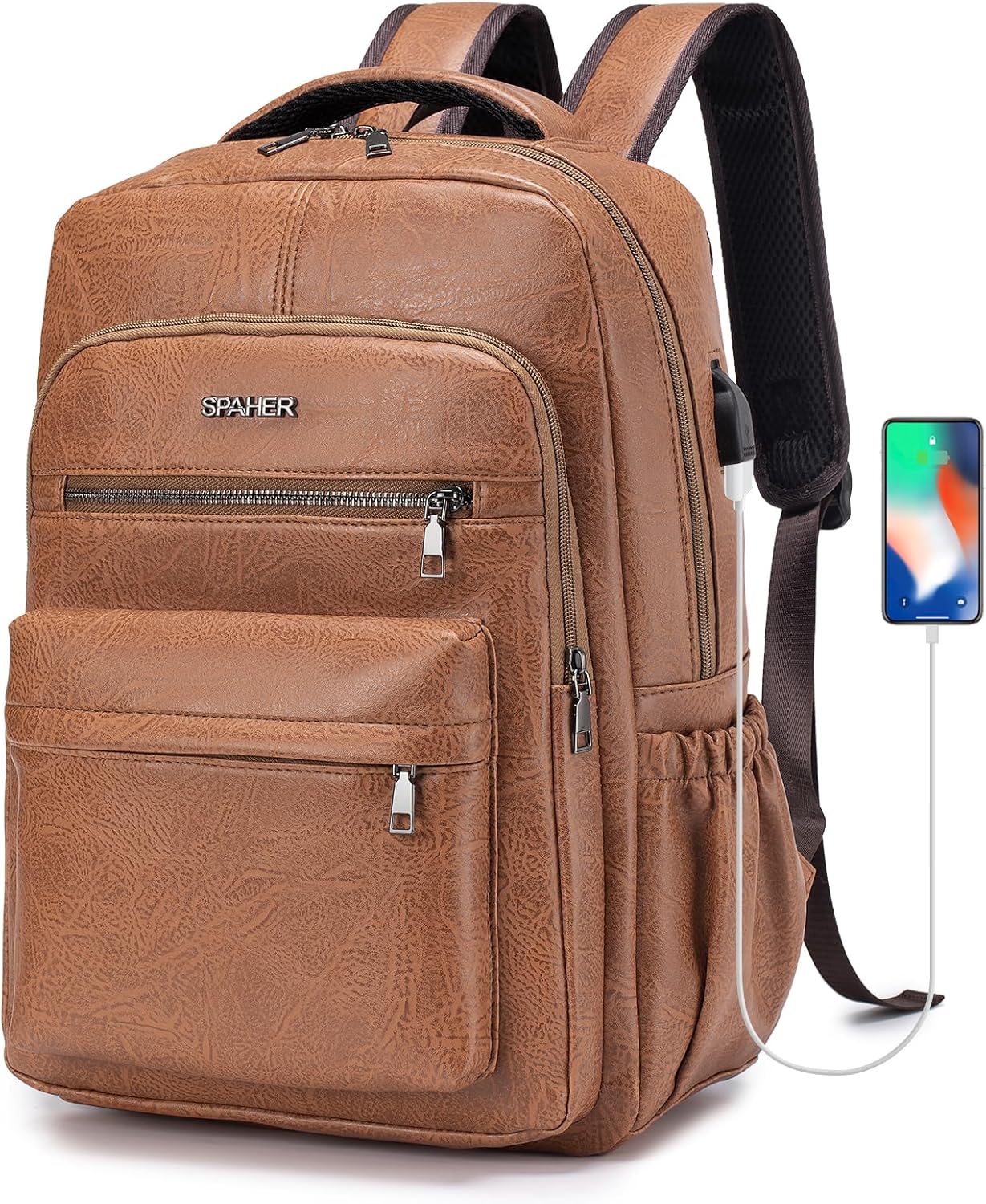 SPAHER Bagage Cabine 40x30x20 Wizzair Sac à Dos Cuir Voyage Cabine Avion Sac a Dos College Ecole Weekend Loisir Hommes Femmes Sac à Dos pour Ordinateur Portable 14 Pouces Etanche Bagage à Main Brun SPAHER Bagage Cabine 40x30x20 Wizzair Sac à Dos Cuir Voyage Cabine Avion Sac a Dos College Ecole Weekend Loisir Hommes Femmes Sac à Dos pour Ordinateur Portable 14 Pouces Etanche Bagage à Main Brun