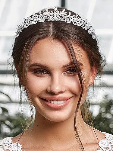 Miniatura 2 de SWEETV Tiaras y coronas para mujer, tiara de princesa para boda, cumpleaños, graduación, quinceañera, accesorios para el cabello