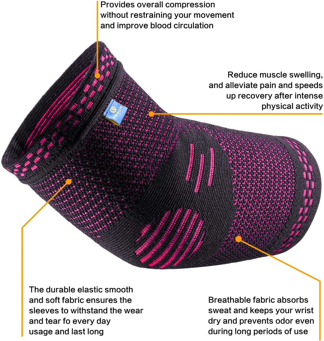 ABYON Compression Elbow Support, 1 Piece Compression Sleeve + 2 Pcs Tennis Elbow Pads for Men Women Pain Relieves Tendonitis, Arthritis, Tennis Elbow, Epicondylitis image 3