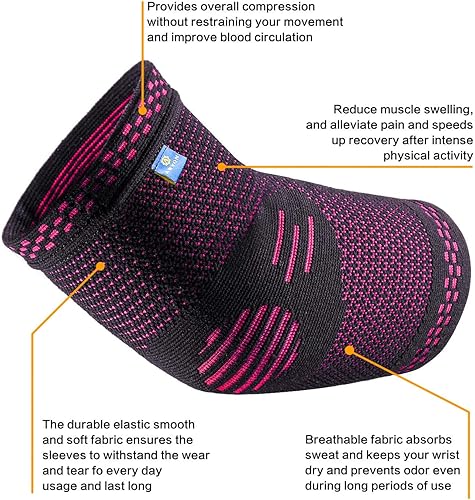 Miniatura 3 de ABYON Soporte de codo de compresión, 1 funda de compresión + 2 coderas de tenis para hombres y mujeres, alivia el dolor, tendinitis, artritis, codo