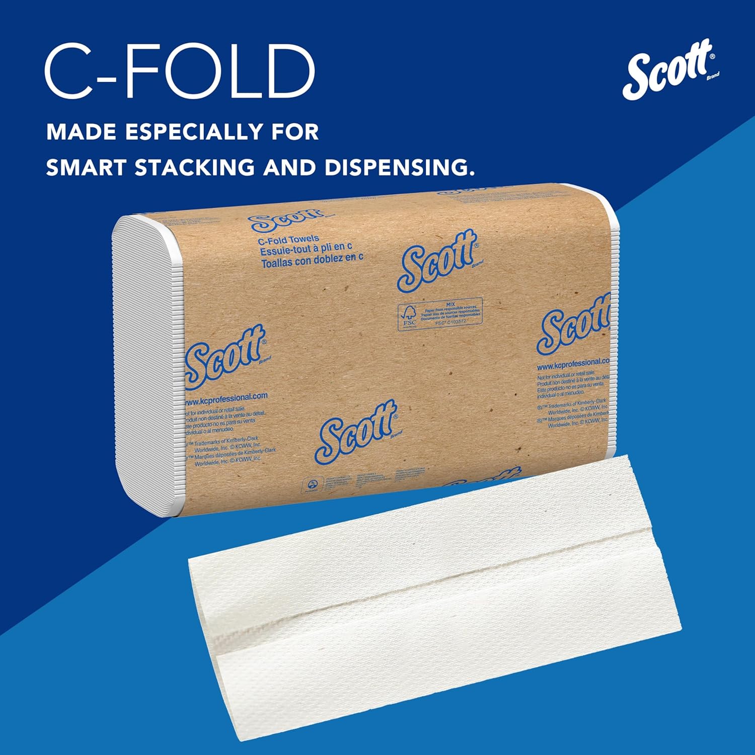 Scott Professional Essential C-Fold Folded Paper Towels, Bulk (01510), Fast-Drying Absorbency Pockets, 13.15"x10.125" Towel, White (200 Sheets/Pack, 12 Packs/Case, 2,400 Sheet Total) - Image 7