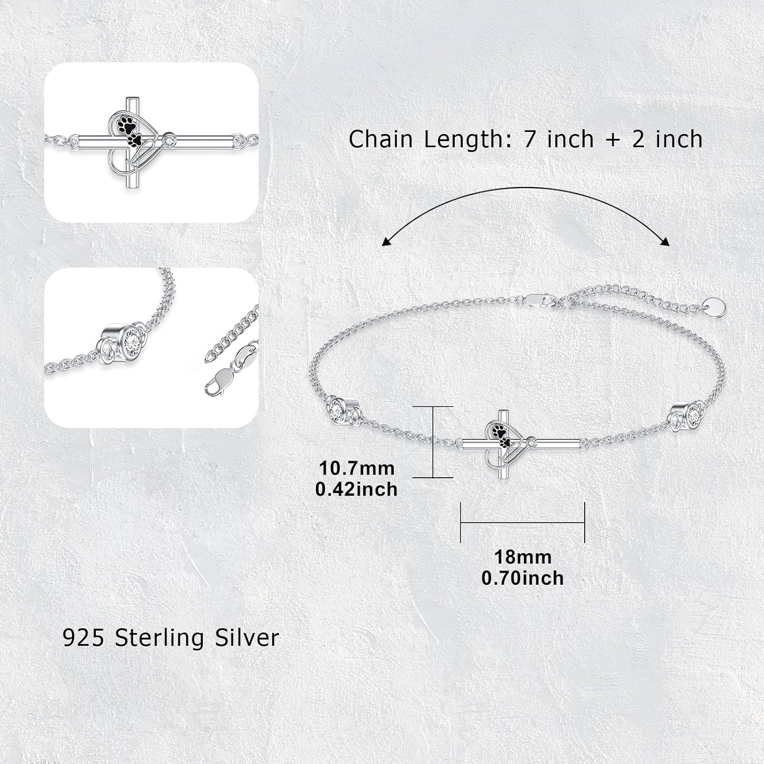 Veterinary Stethoscope Bracelet 925 Sterling Silver Nurse Vet Bracelets for Women Nurse Jewelry Gifts for Veterinarian Nurse Veterinarian Gifts