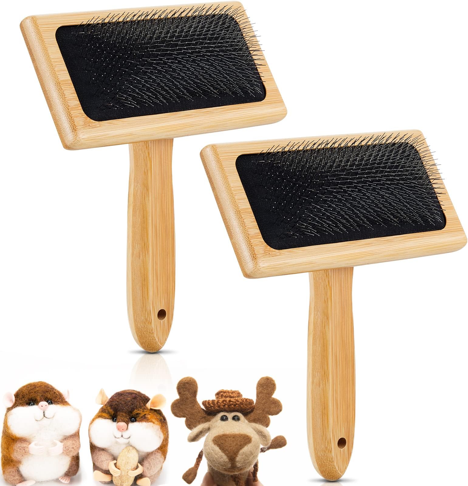 Tessco for you 2 Pcs Wool Carders, Hand Carders for Wool Needle Felting Brush Needle Felting Carding Brushes Tools for Craft Felt Project(Black,Small,Classic Style)