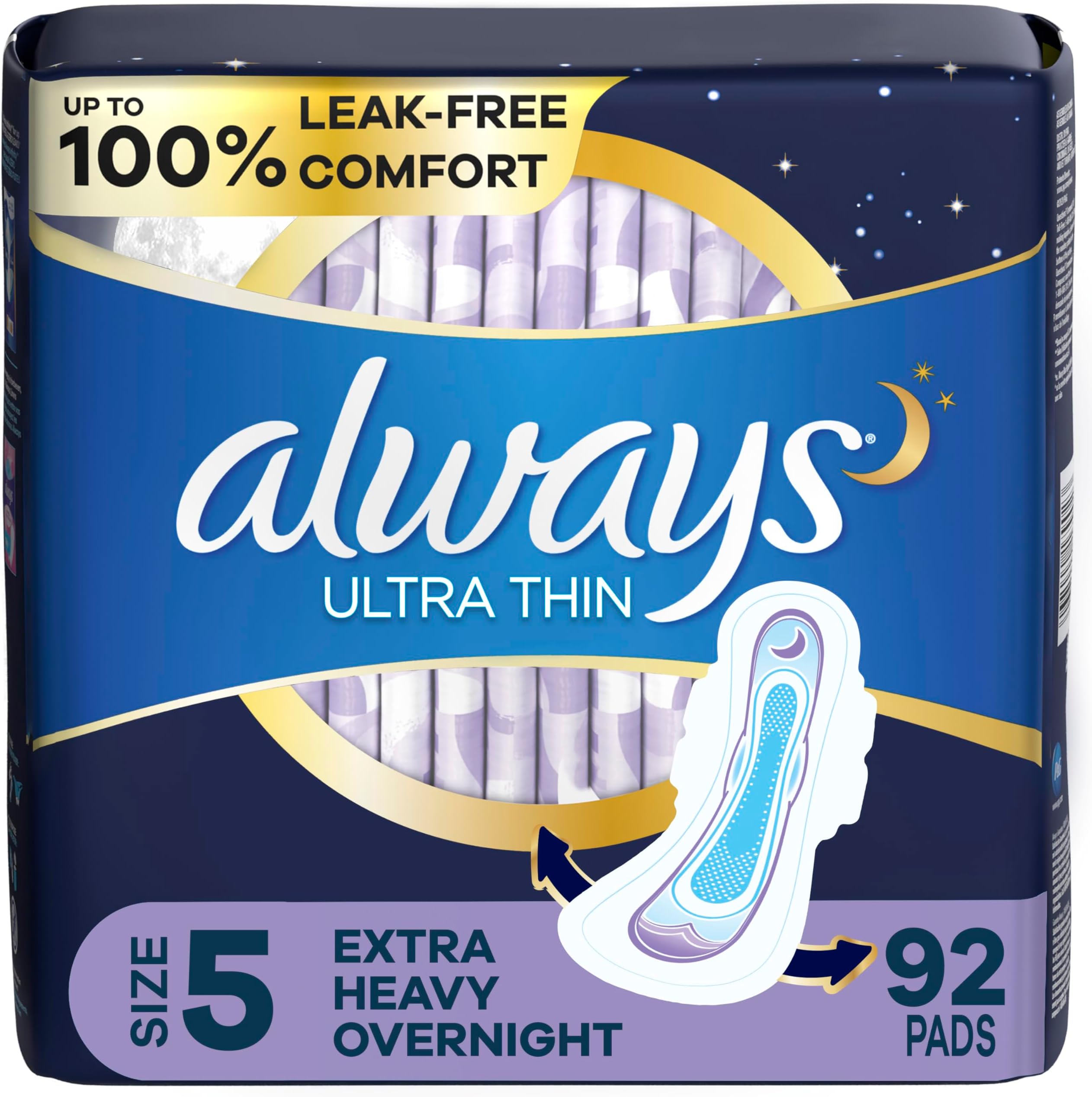 Always Ultra Thin Size Feminine Pads with Wings, 46 Count