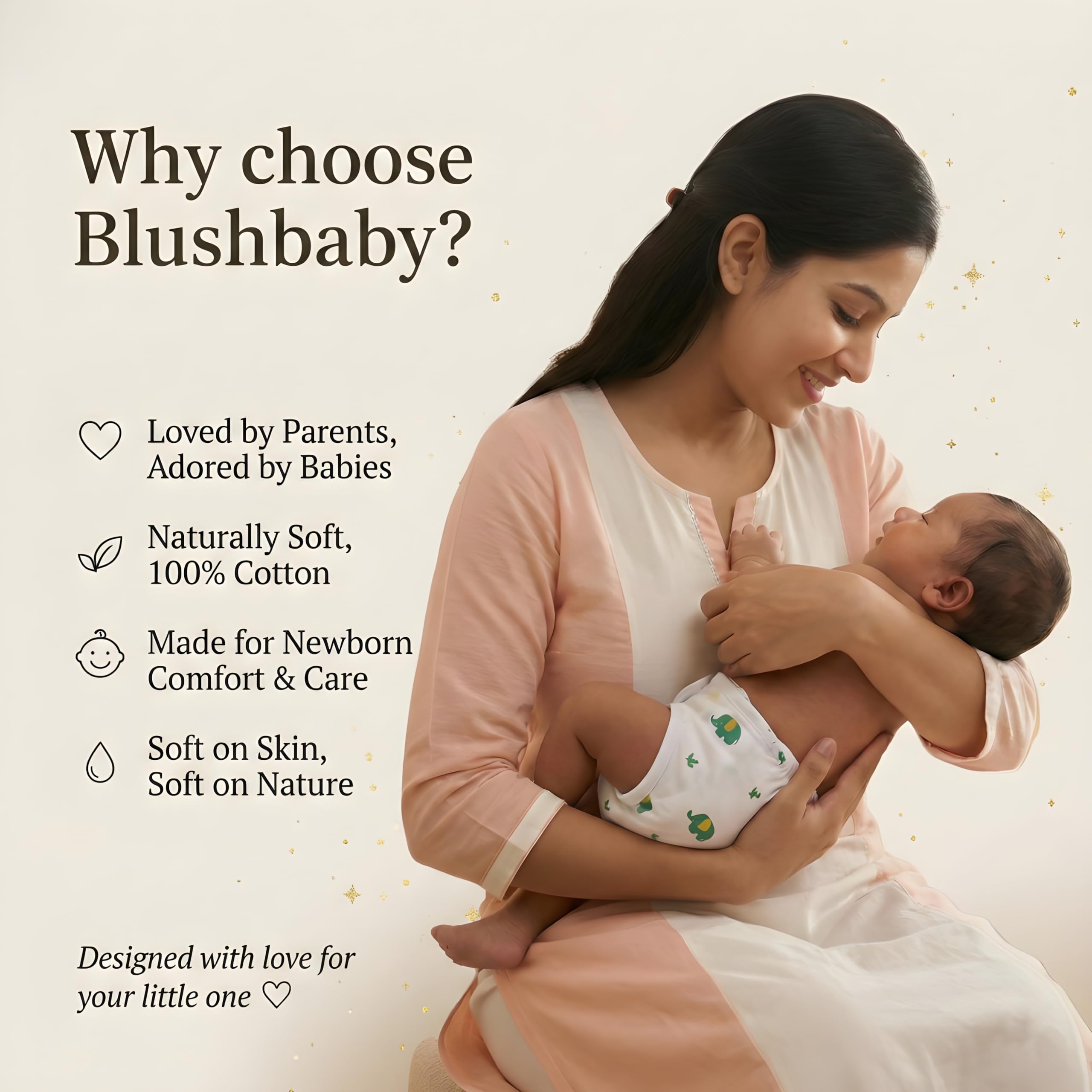 Blushbaby Pack of 6 - Pure Cotton Padded Nappy for Newborn Baby 0-3 Months | Double Layered, Extra Soft & Breathable Cotton Langot | Reusable & Washable Cotton Nappy for Baby Boy & Girl | Newborn Baby Essentials 4