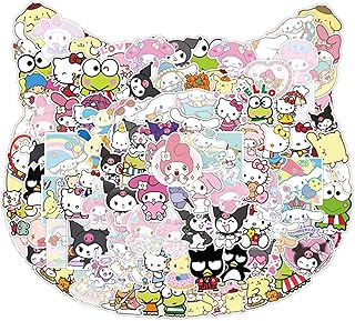 100PCS My Melody and Kuromi Stickers, Hello Kitty Stickers Pompompurin Keroppi Sticker, Cute Sanrio Sticker Japanese Kawaii Decals for Kids Teens Adults