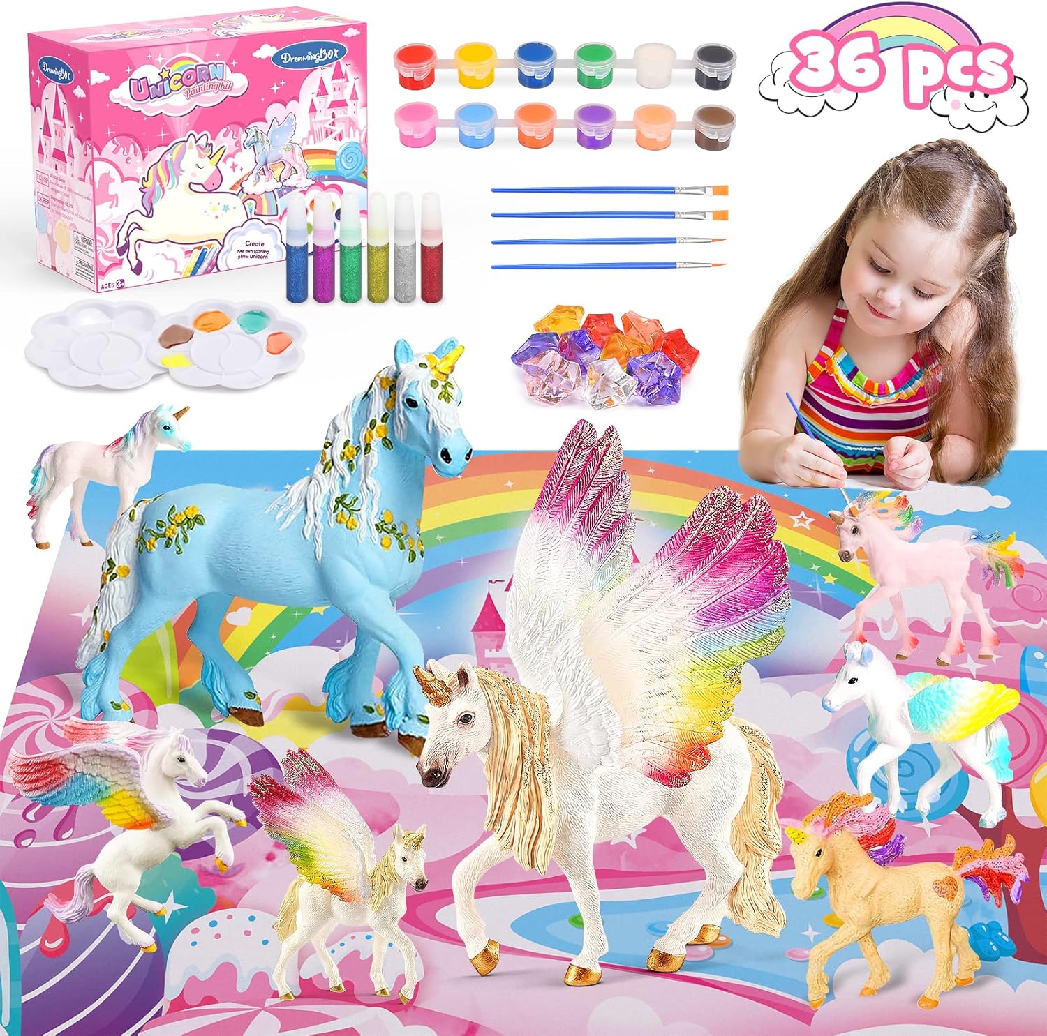faentwc Unicorn Painting Kits Kid Arts & Crafts Kit Ages 4