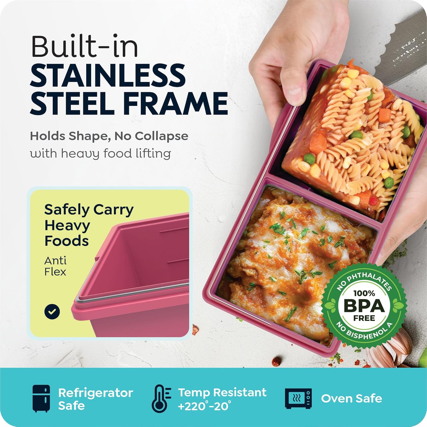 2 cup Silicone Freezer Trays with Lids, Silicone Soup Freezer Molds, Easily prepare portioned meals, Dishwasher,Oven Safe, Stackable, Ideal for Frozen Broth, Leftovers & Meal Prep, BPA Free 2 Pack - Image 3