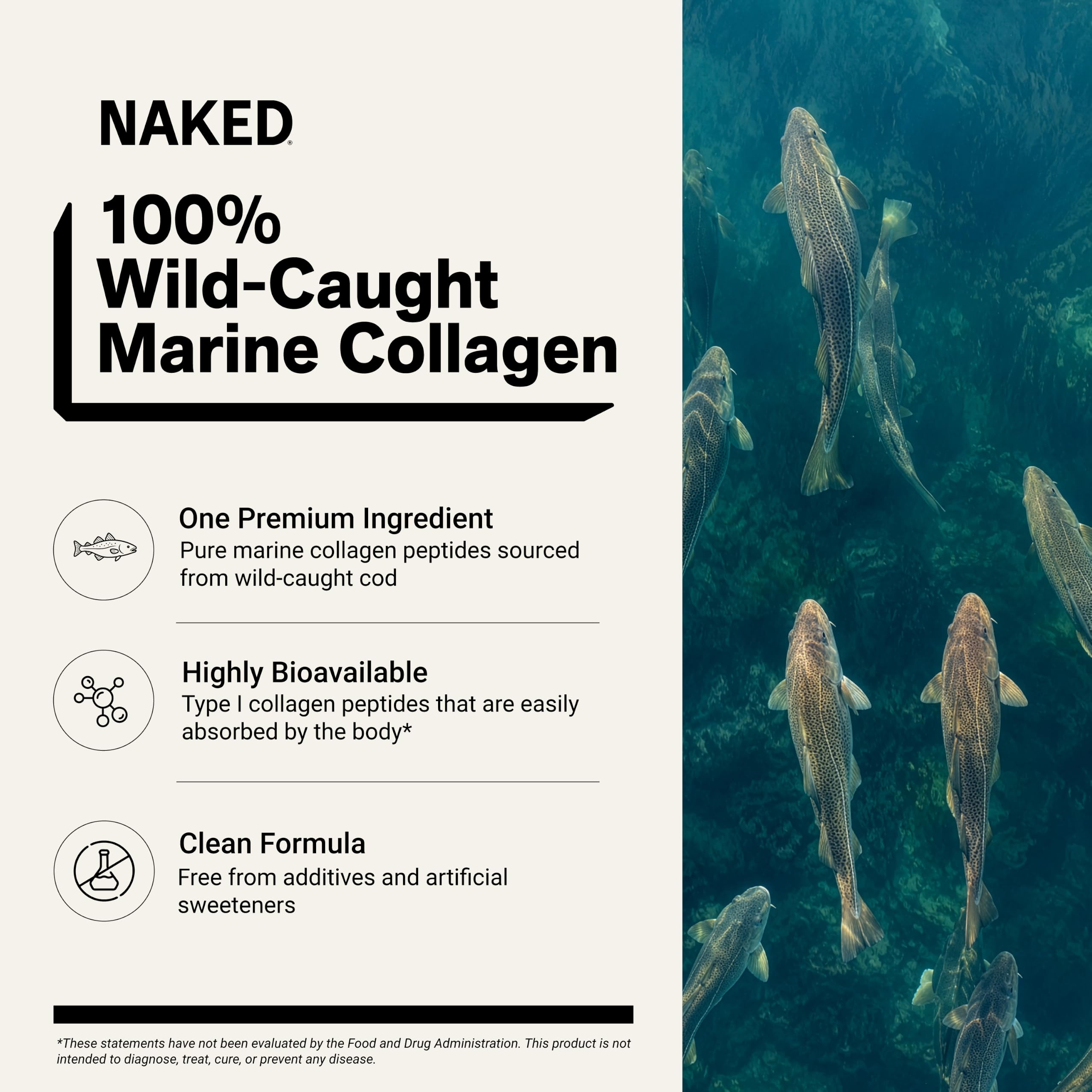 NAKED Marine Collagen Peptides Protein Powder - Unflavored - from Wild Caught Cod - Paleo Friendly, Non-GMO, Soy-Free, Gluten-Free - 47 Servings — Amazon image 2