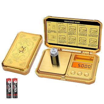 GRAM PRES Digital Pocket Gram Scale 300g x 0.01g Accuracy, Small Mini High Precision Gold Scale Digital Weight Grams and Oz for Jewelry,Diamond,Arrows, Powders and Medicine,with 50g Cal Weights
