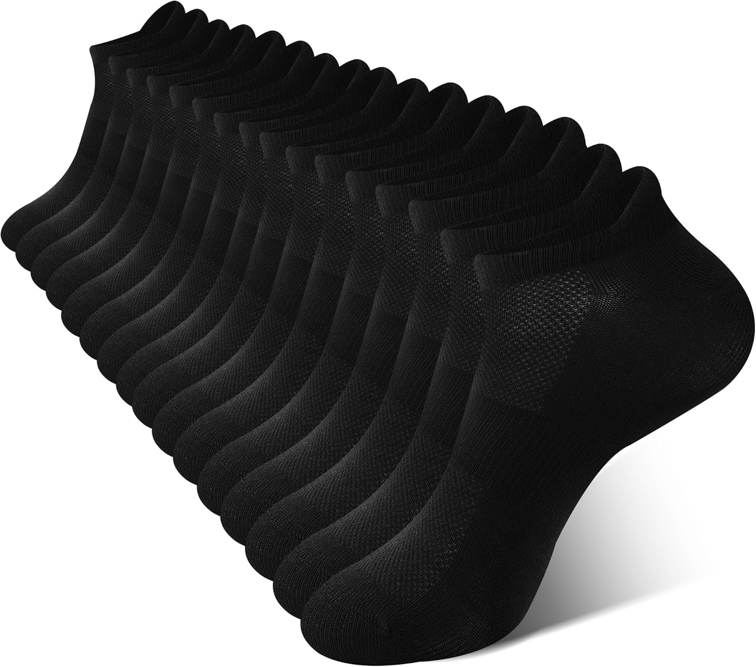 BAMBOO COOL Men's Ankle Socks Athletic Low Cut Heel Tab Cushioned Moisture Wicking, Running Arch Support Breathable, 8 Pack