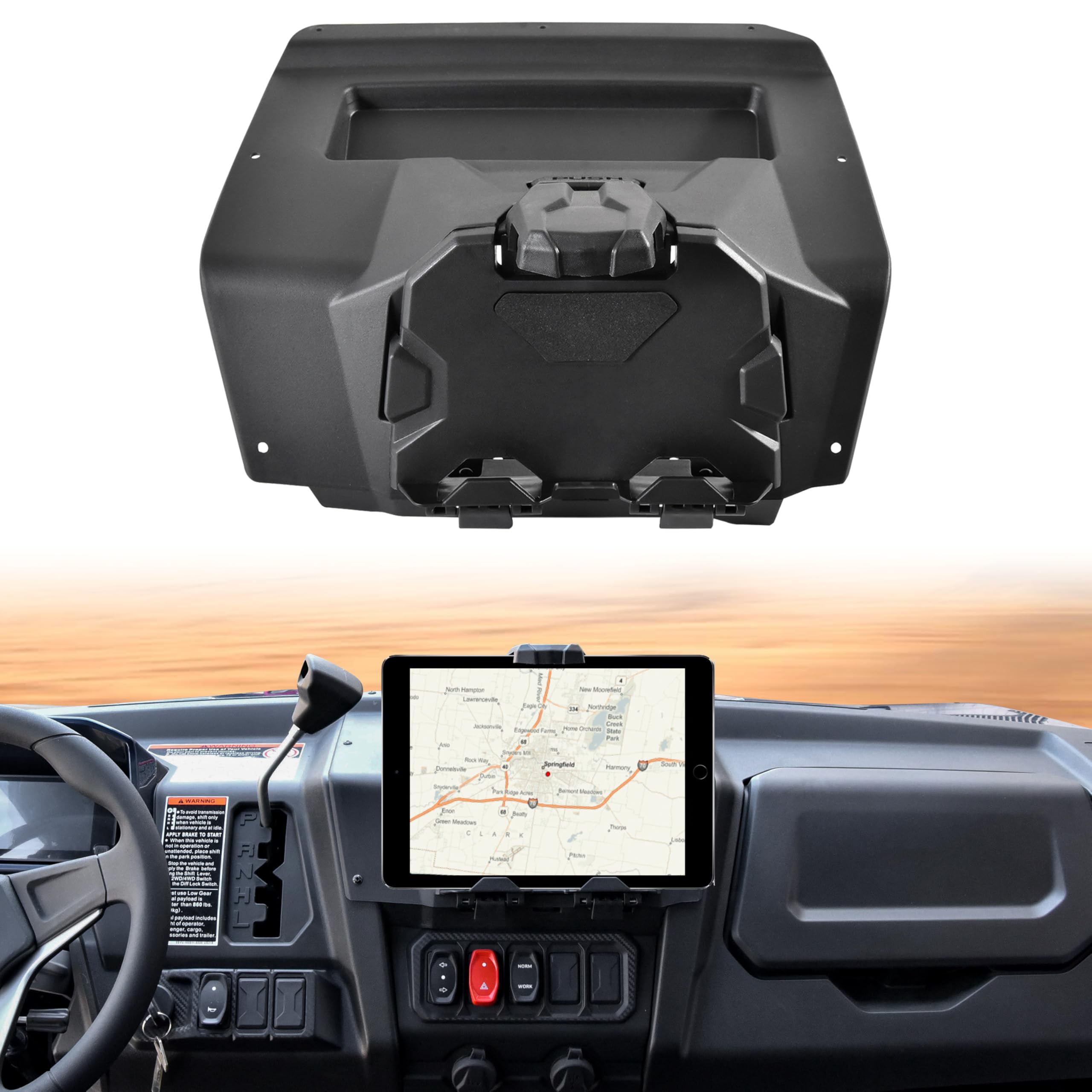 SLORIMOD Tablet Holder for CFMOTO UFORCE 1000/1000 XL 19-25, Adjustable Electronic Device Mount Navigator Bracket Mount Holder with Storage Box for CFMOTO UFORCE 1000/1000 XL 2019-2025 Accessories