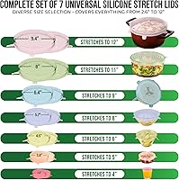 Vista 2 de Reusable Silicone Stretch Lids for Food Storage in Fridge - Elastic Heat-Resistant Bowl Covers, Cups, Cans, Jars - Universal Food Grade Lid for