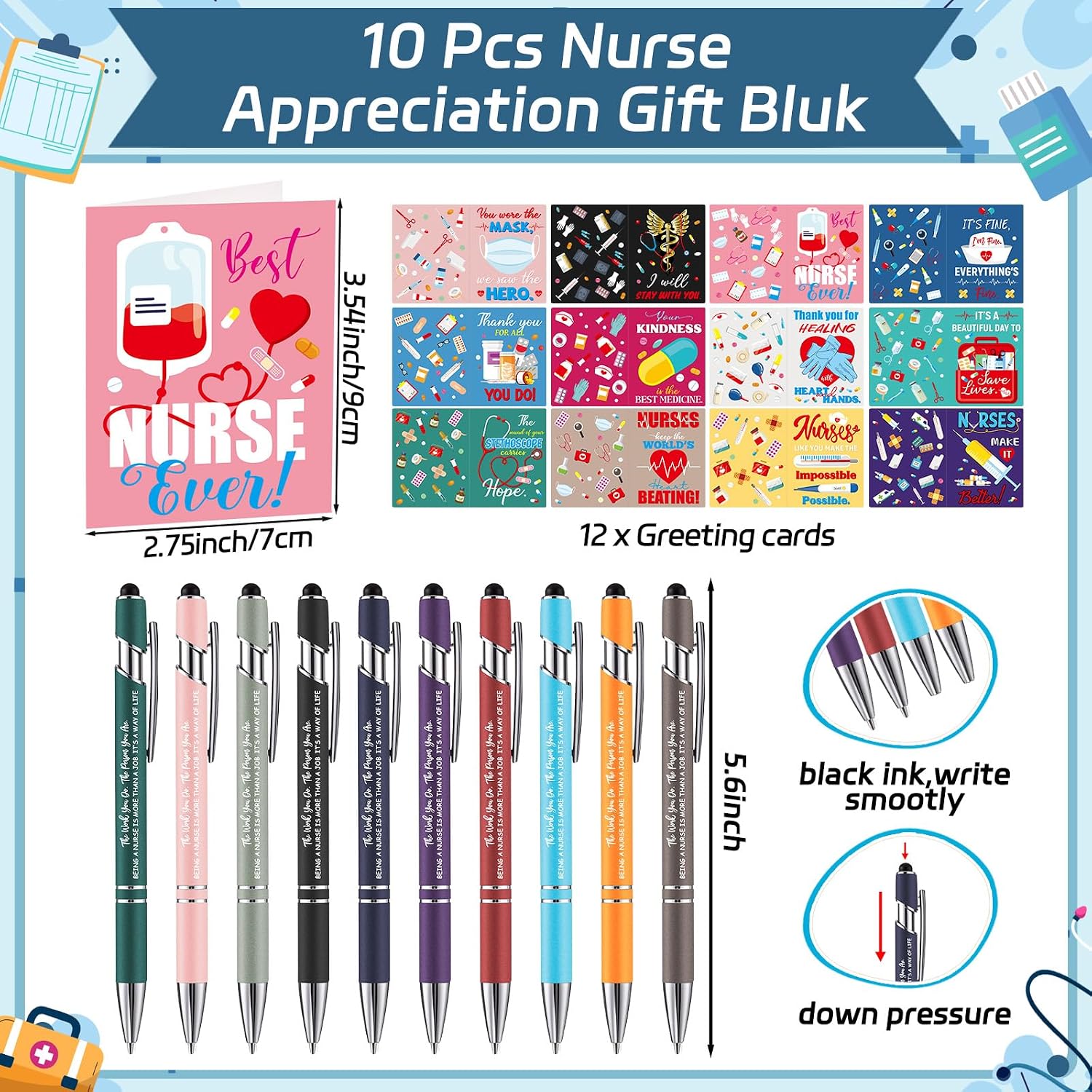 Colarr 10 Set Nurse Graduation Gifts Bulk Inspirational Appreciation Spiral Notebooks with Sticky Note Notepad Ballpoint Pen Makeup Cosmetic Bags with Motivational Thank You Card for Doctor Women Team image 5