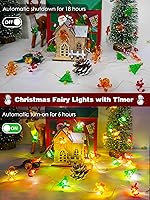 Vista 189 de Paquete de 2 guirnaldas de luces LED, funcionan con pilas, 5 m, 50 luces intermitentes, temporizador, impermeables, para habitaciones, bodas