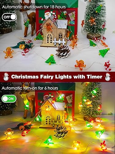 Miniatura 138 de Guirnalda de luces LED en forma de corazones rosas, 3 m, alimentada por pilas, temporizador, luces intermitentes, impermeable, para Navidad