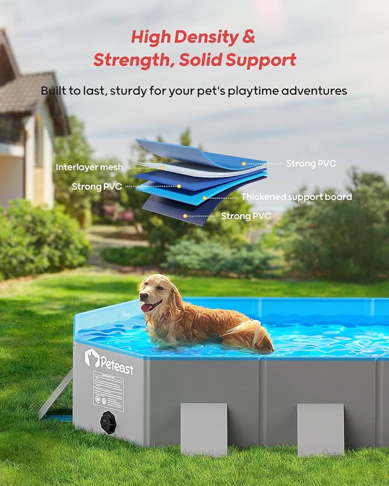 Kiddie Pool Hard Plastic Peteast Foldable Dog Pool With Flying