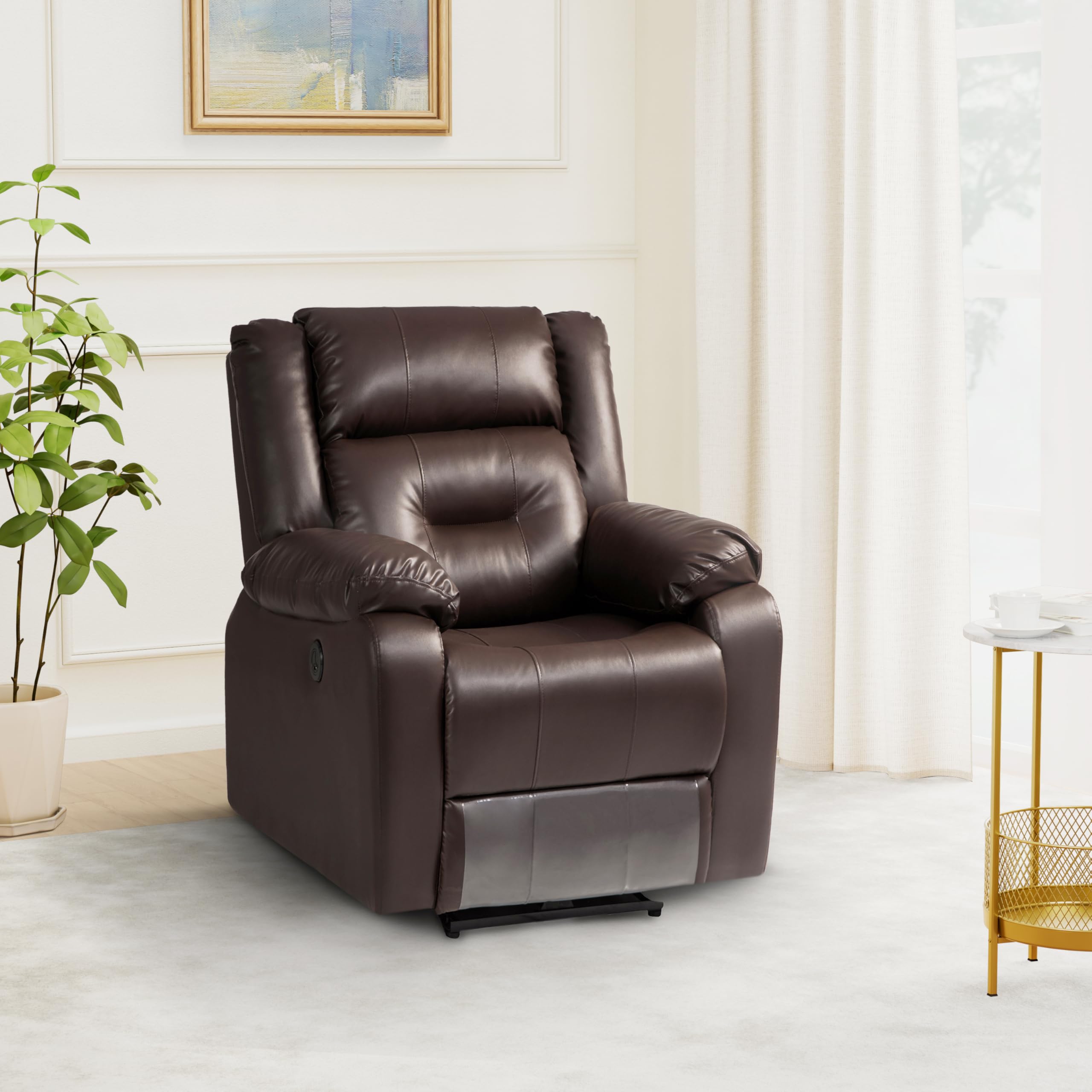 Amazon Brand - Solimo Costa 1 Seater Leatherette Motorized Recliner (Brown) (B0D3HYDLFH) Amazon Price History, Amazon Price Tracker