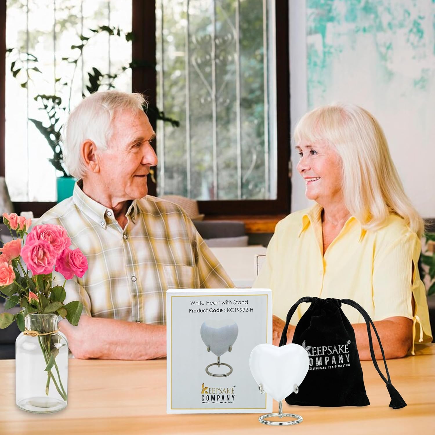 Keepsake Company's White Mini Heart Urn - Heart Shaped Little Cremation Urns - Urn for Human Ashes - Small Urn - Pet Urn - Miniature Keepsake 3" from Each Side, Volume - 3 Cubic Inches