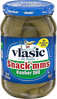 Vlasic Snack'mms Kosher Pickles Dill Minis, Keto Friendly, 16 FL OZ Jar