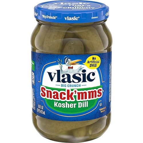 Vlasic Snack'mms - Minis de eneldo Kosher Pickles, apto para dieta cetogénica, 16 onzas líquidas (paquete de 6)