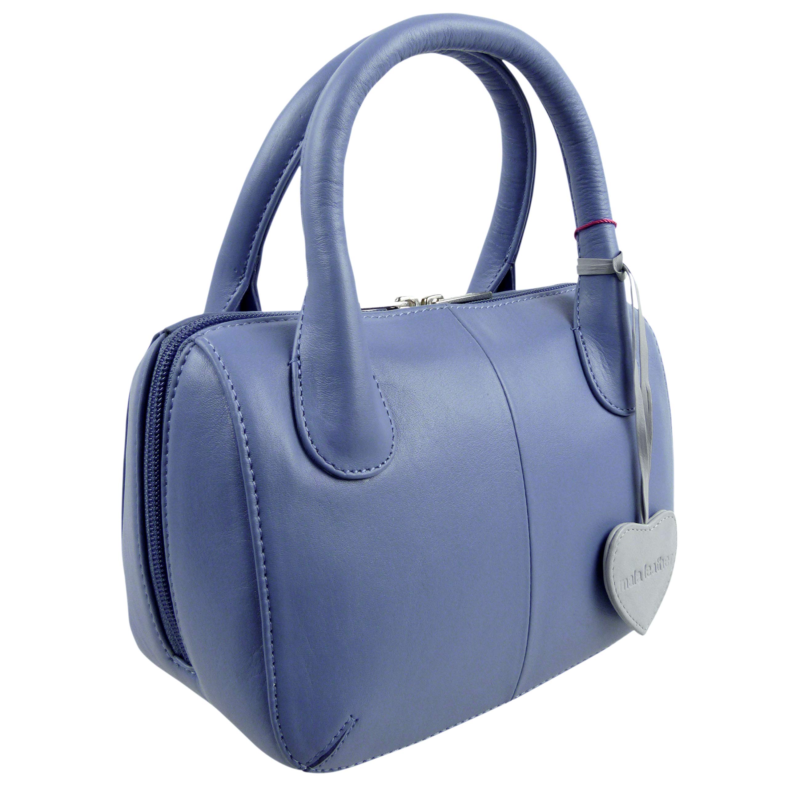 Mala Leather Women's Blue Leather Twin Handle Mini Grab Bag By Mala; Anishka Collection Handbag