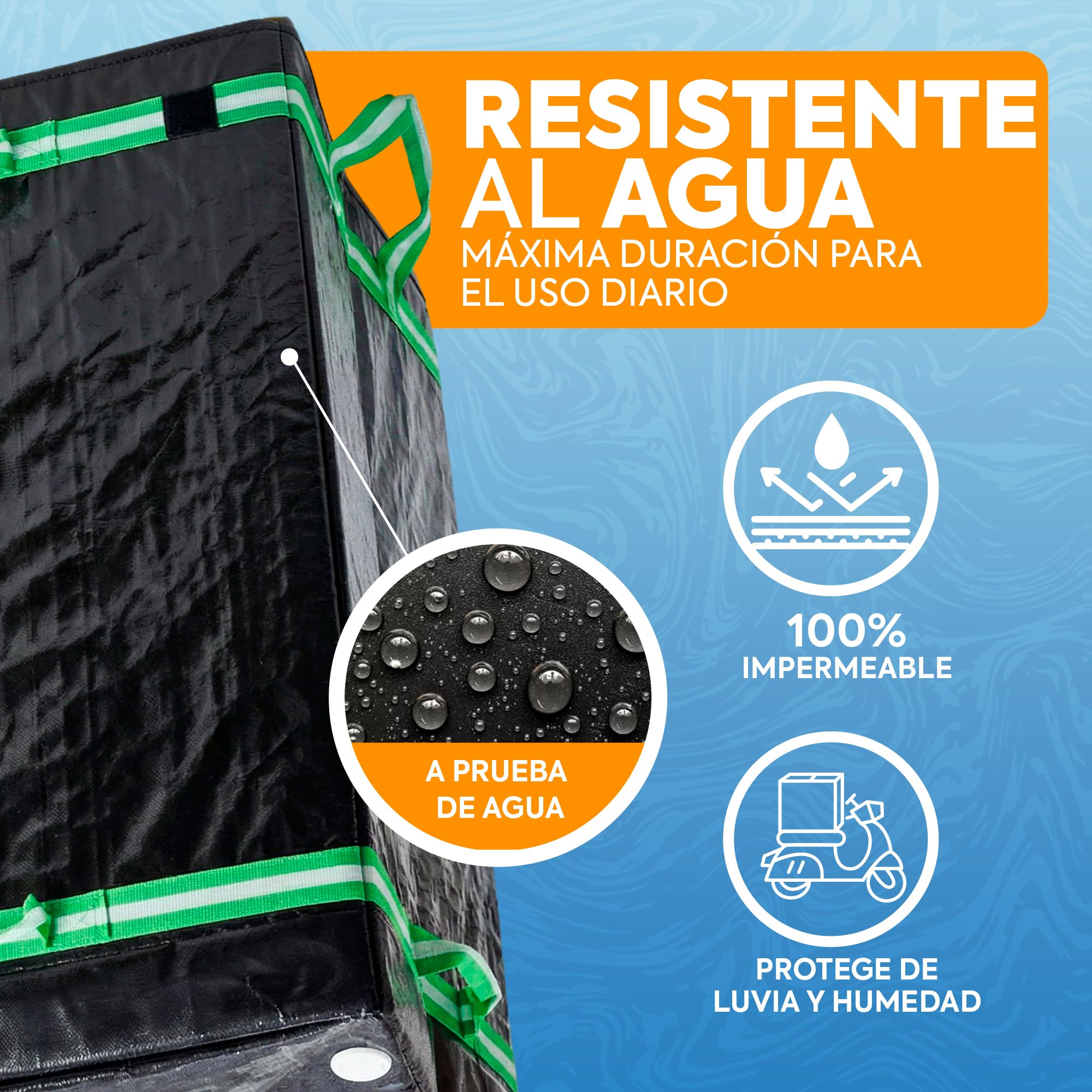 Mochila Repartidor - Mochila Delivery 190L de gran capacidad, impermeable y resistente, diseño plegable base rígida, ideal para reparto de comida, mensajería urbana y eventos profesionales