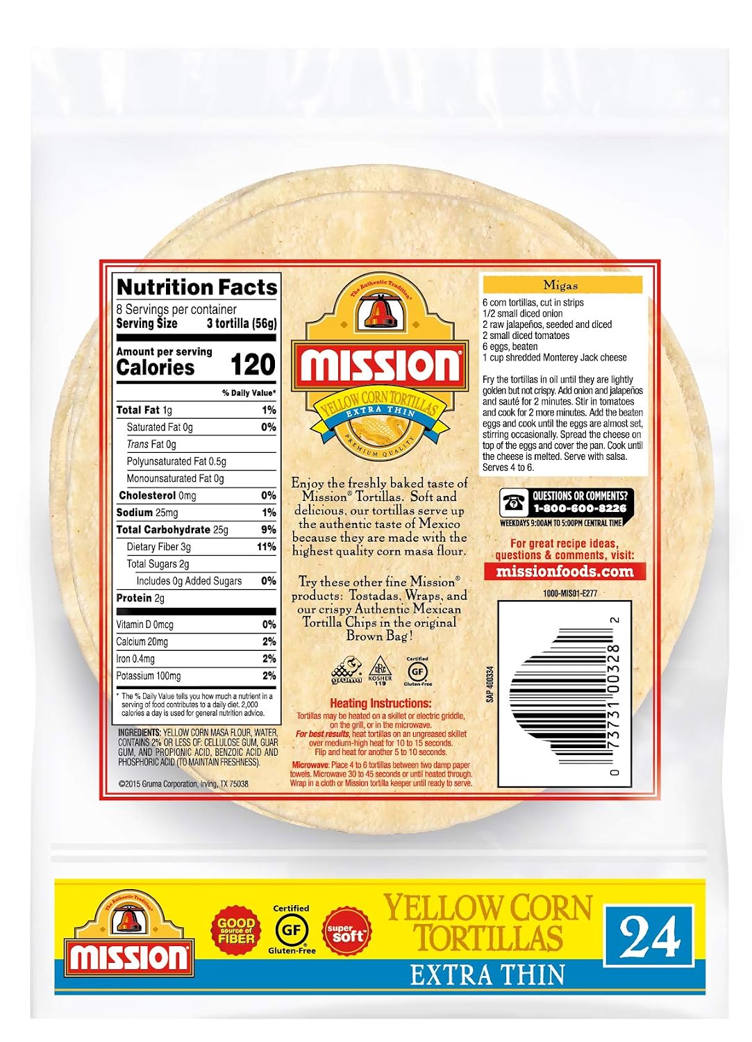Mission Extra Thin Yellow Corn Tortillas, Small Soft Taco Size, 24 Count