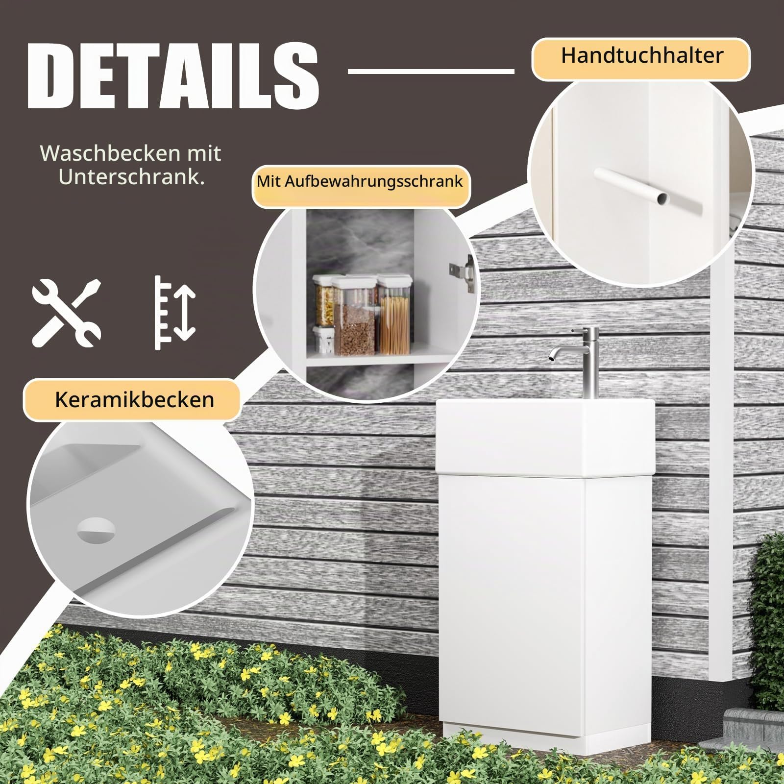 Umywalka z szafką pod umywalkę i umywalką ceramiczną, szerokość 40 cm