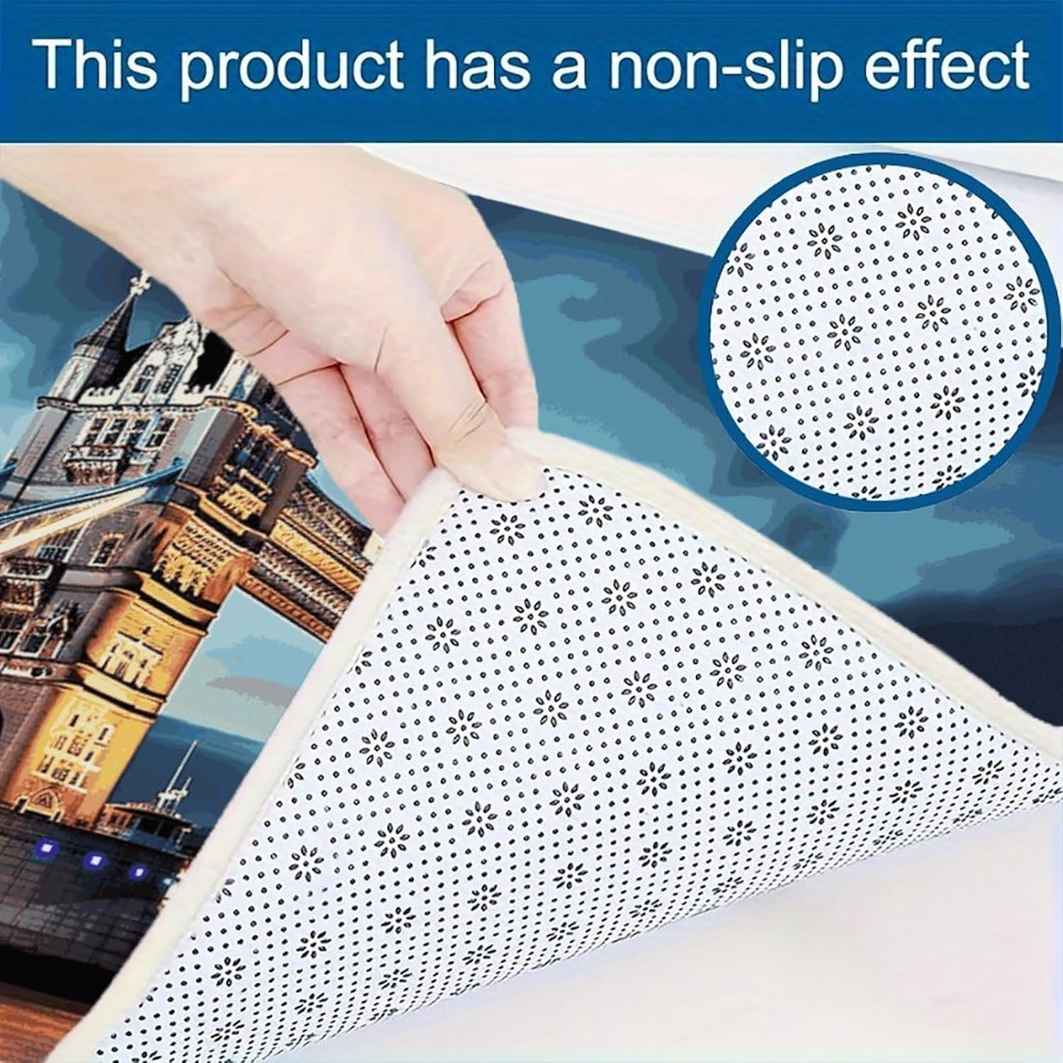 Tower Bridge in London Kitchen Mat for Floor, Non Slip Comfort Rugs Set for Office, Washable Mats for Laundry, Personalized Desk Mats for Bathroom, Bedroom, 24"×16"+47"×17"