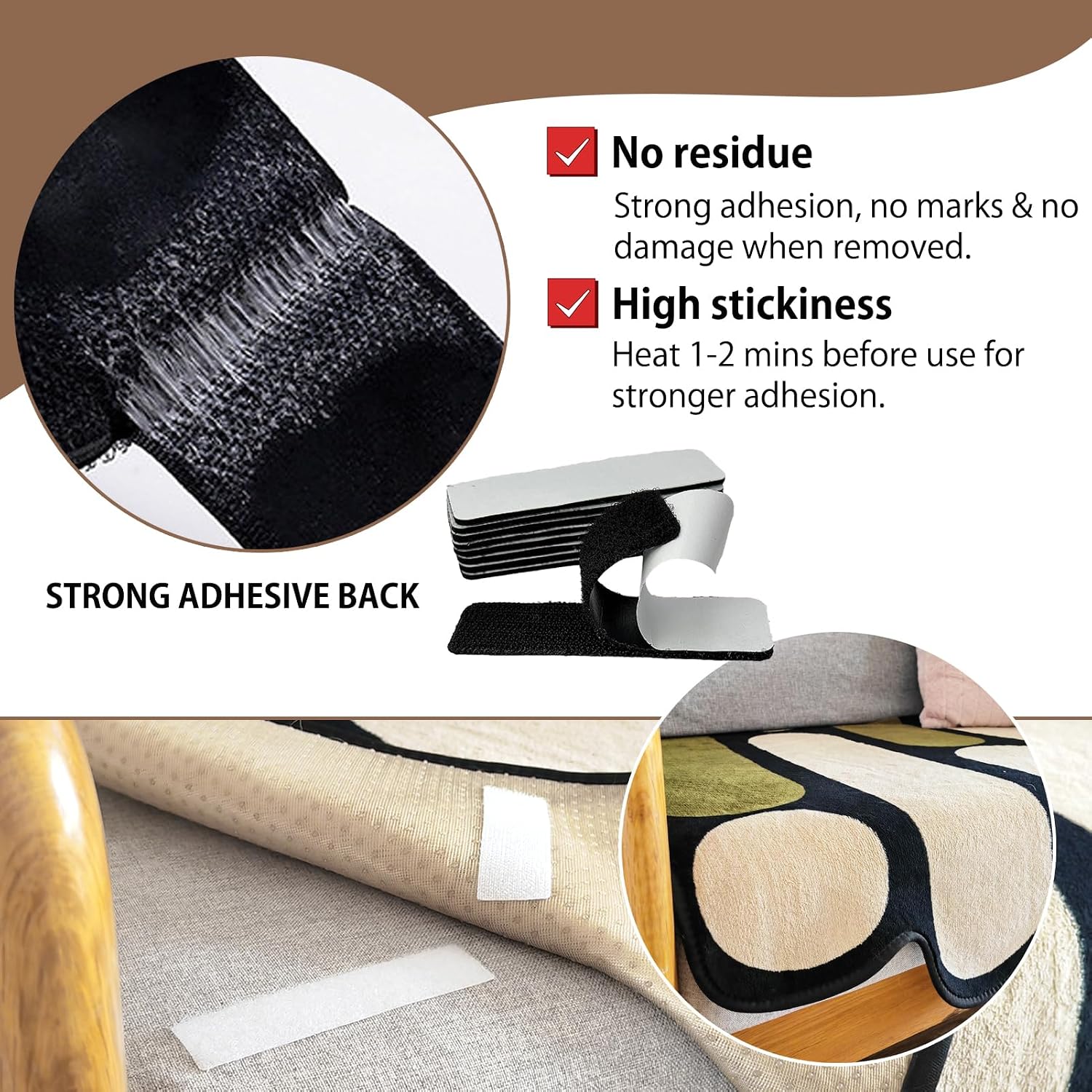 32 Sets 1x4 Inch Hook and Loop Strips with Adhesive,Heavy Duty Double Sided Sticky Wall Adhesive Strips for Picture Hanging,Home,Office and Outdoor Use,White and Black