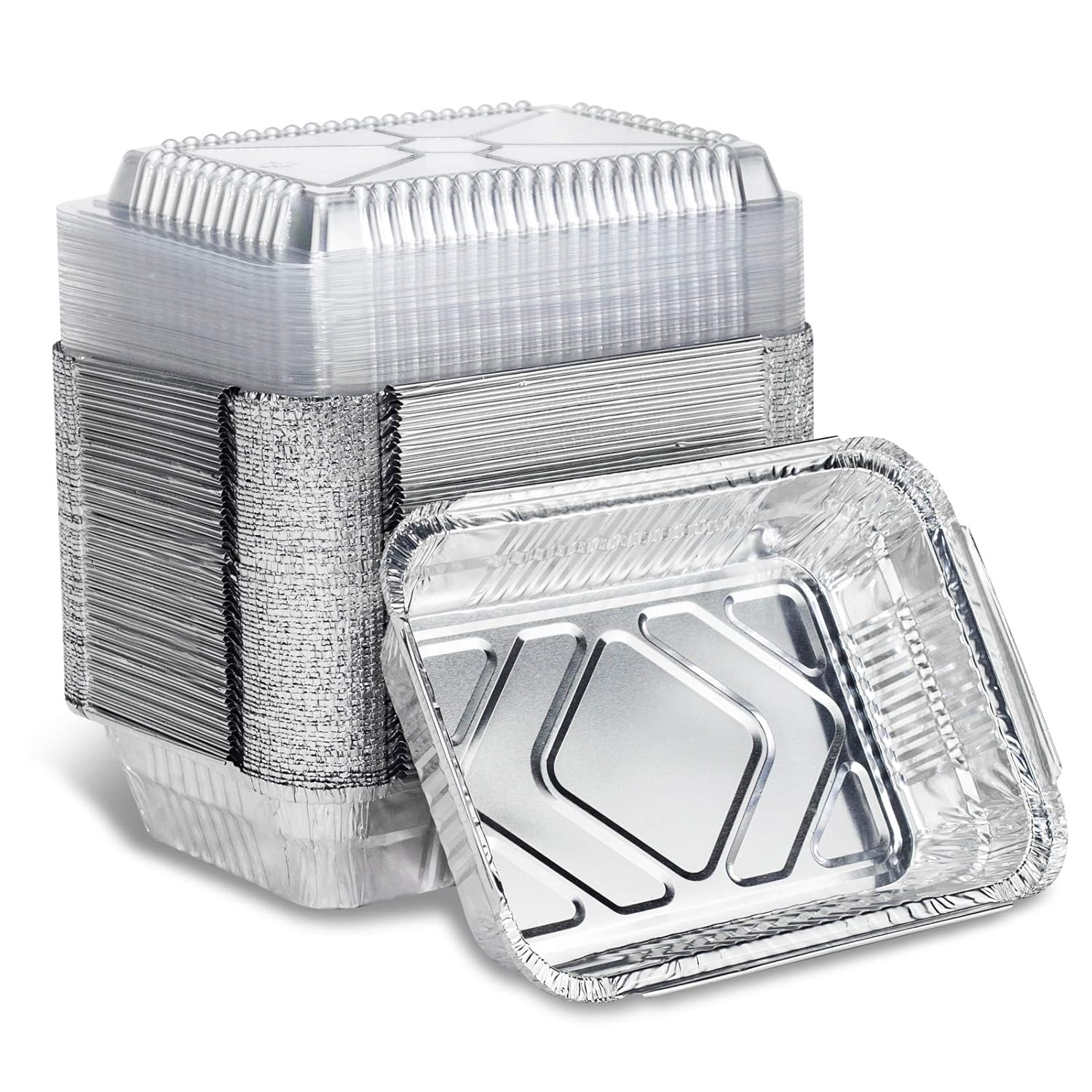 Buy Disposable Takeout Aluminum Foil Pans With Clear Lid Baking Pans Tin Food Storage Food Containers With Seal For Freshness Great For Cooking Heating Storing Prepping Food 8 5x6 2lb Online In Vietnam B08qngpwcc