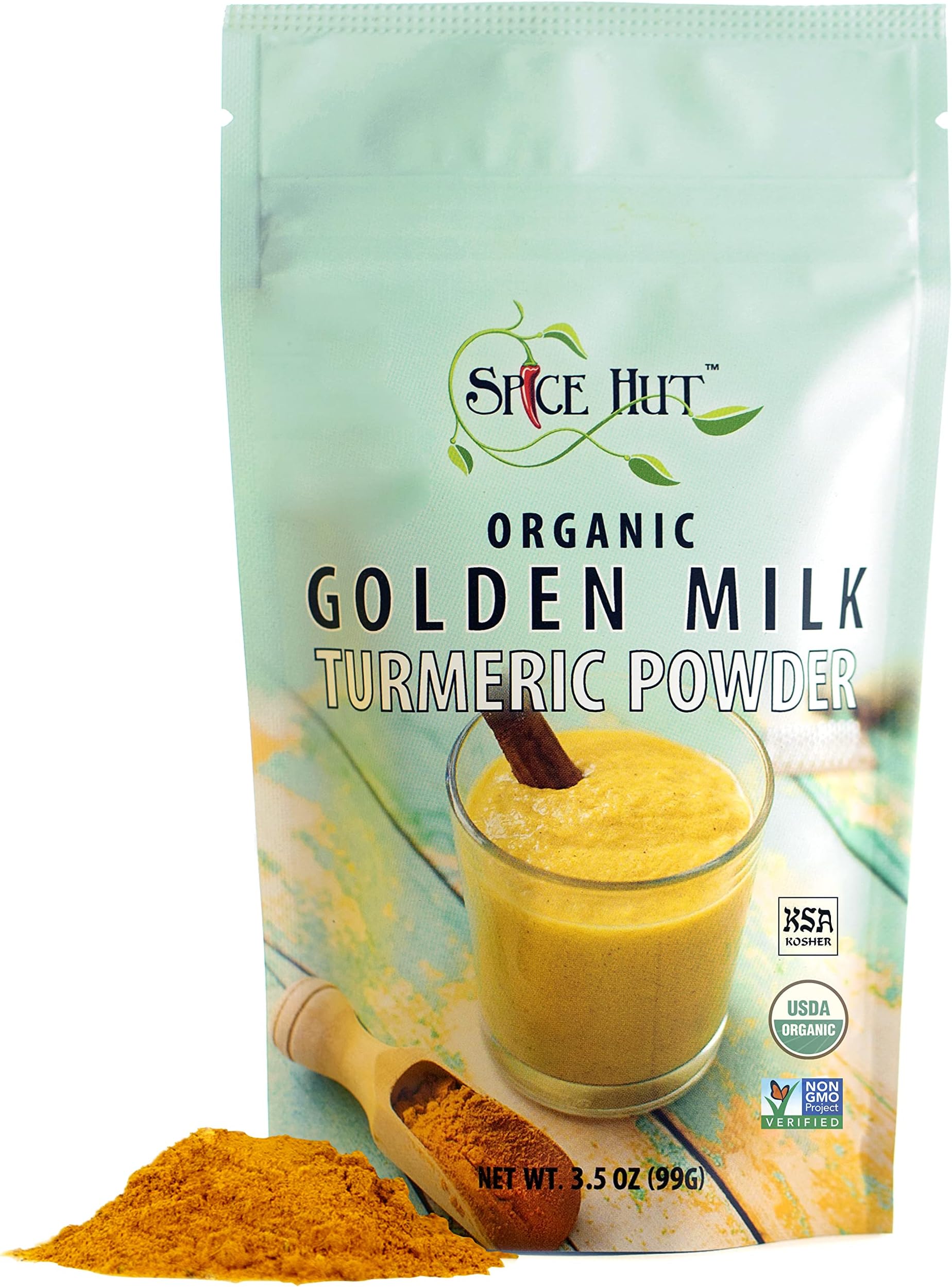 Organic Golden Milk Turmeric Powder with Ginger - All Natural, No Added Sugar, Great for Golden Milk Lattes, 3.5 oz, The Spice Hut