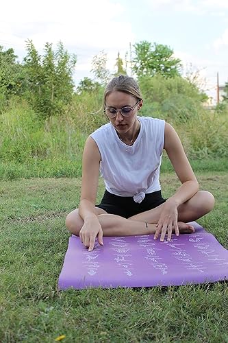 Miniatura 5 de Esterilla de yoga instructiva para principiantes con posturas impresas, 75 posturas de yoga ilustradas y 75 estiramientos, antideslizante, esterilla