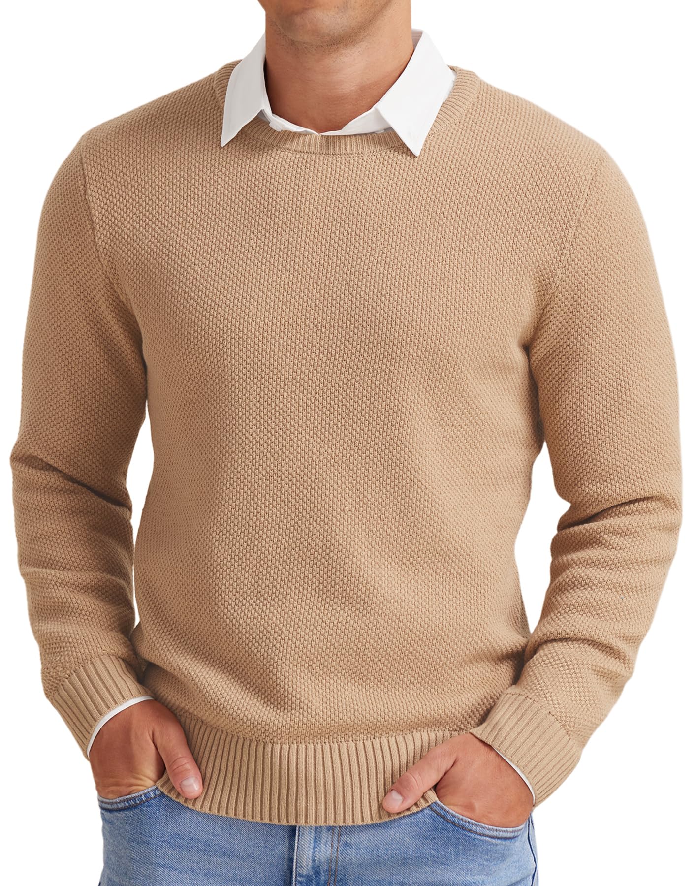 NITAGUT Herren Pullover Winter Basic Langarm Strickpullover Warm Casual Einfarbig Rundhals Sweatshirtt