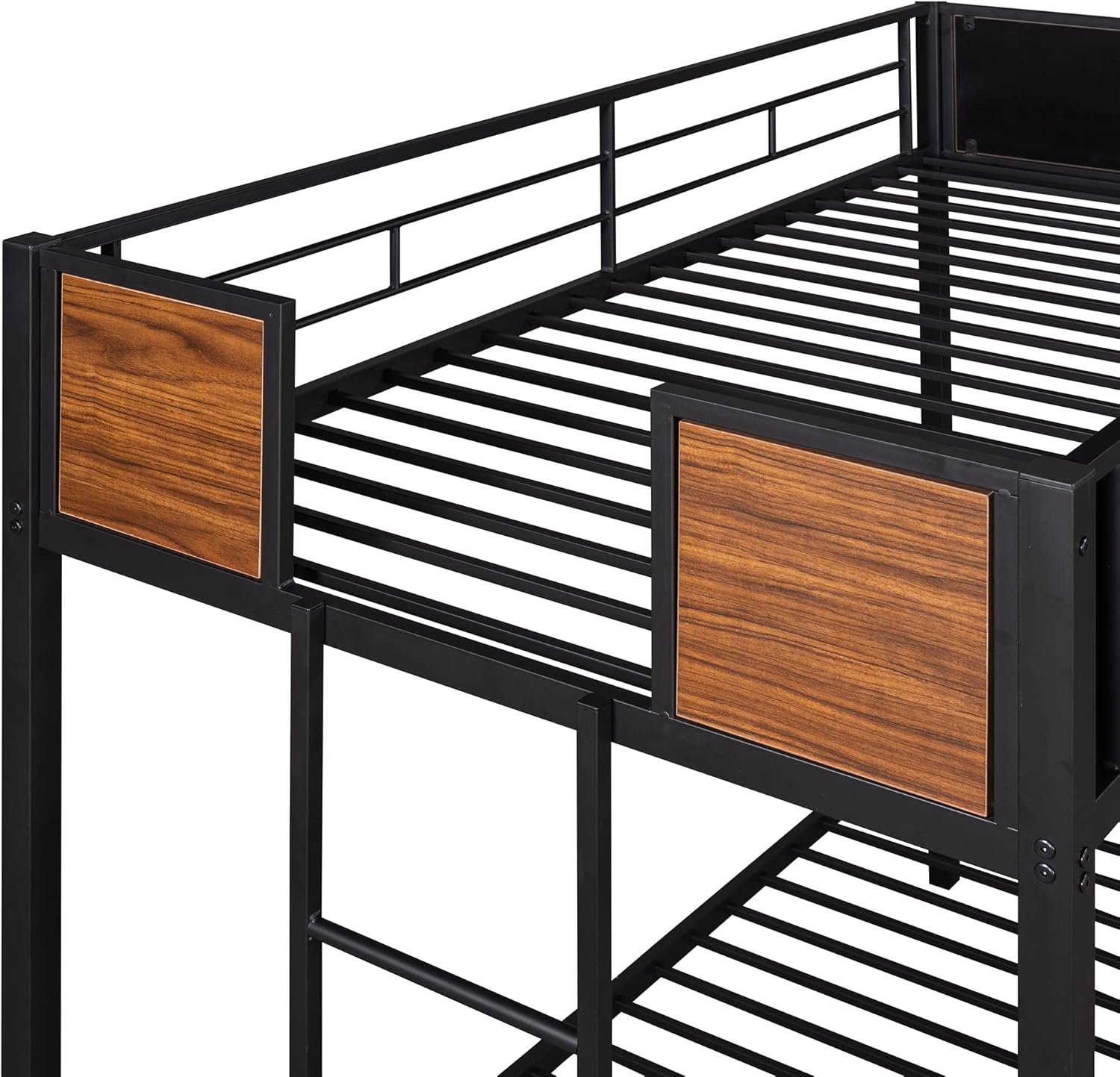 Close-up of bunk bed ladder and frame connection