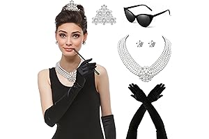 Audrey Hepburn Costume Breakfast at Tiffany's Decorations 1920s Accessories Vintage Sunglasses Comb Necklace Earrings