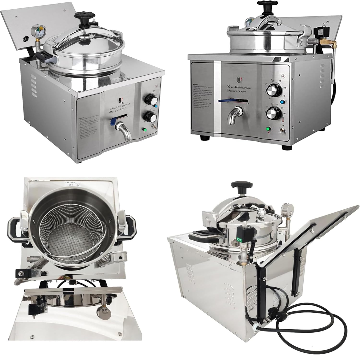 Deep Fryer, 16L Fried Chicken Machine, High Pressure Fried Chicken Stove, for Chicken/Meat/Fish/French Fries
