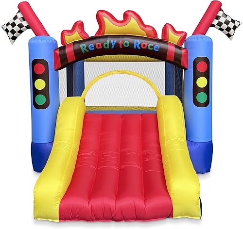 Miniatura 2 de Cloud 9 Casa inflable de la despedida y el soplador, gorila del tema de la pista del coche de carreras para los niños con la diapositiva y la gran