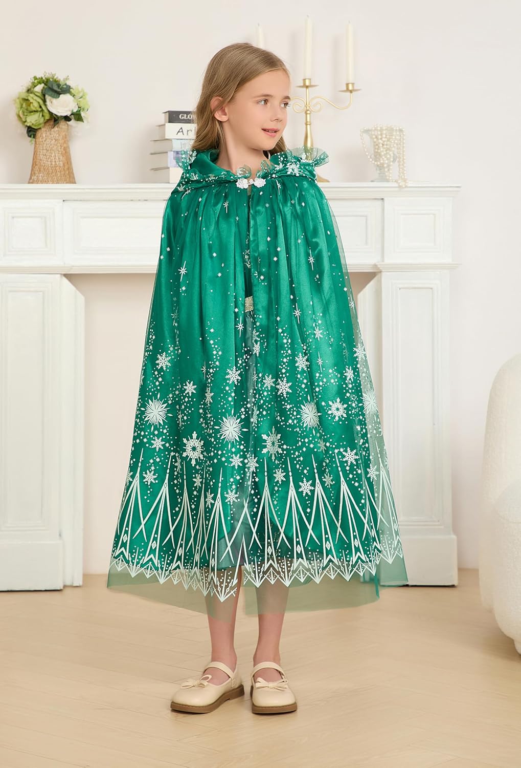 Girls Elsa Cape Kids Play Cloak Costume Girls Queen Princess Cape - Image 2