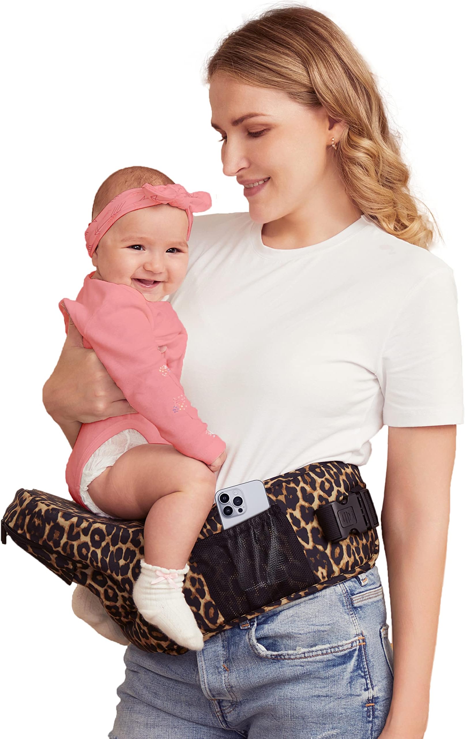 Hip Baby Carrier, BABYMUST Toddler Hip Carrier for Baby Child Infant with Adjustable Long Waistbands, Various Pockets, and Ergonomic No-Slipped Seat Perfect for 8-66lbs All-Seasons Leopard