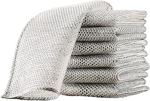 Double-Thick Metal Fiber Scouring Pads, 10-Pack Non-Scratch Stainless Steel Scru